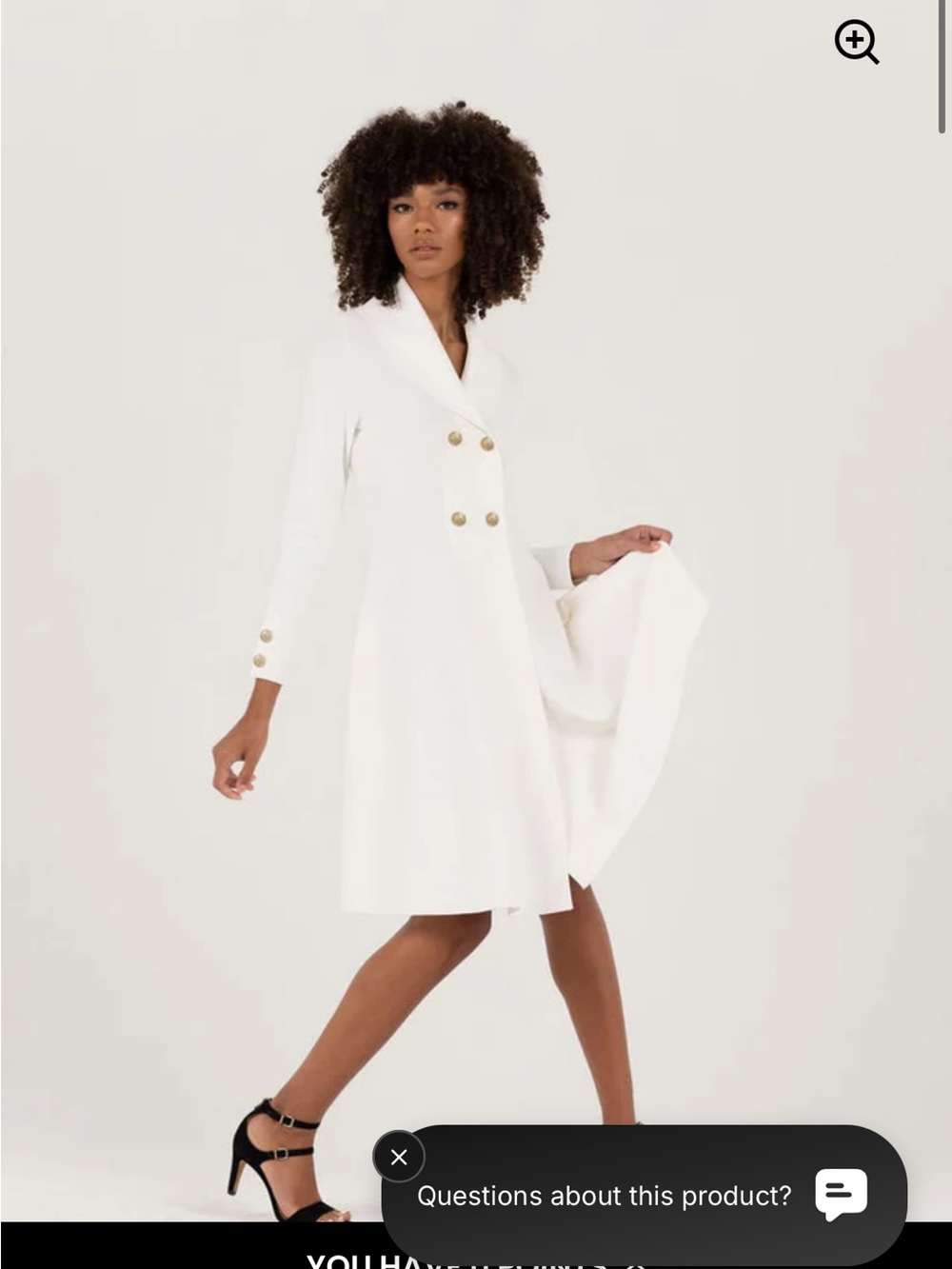 ALEEZA PARIS CHARDONNYDouble-Breasted White Blazer knit  Dress with Gold Buttons